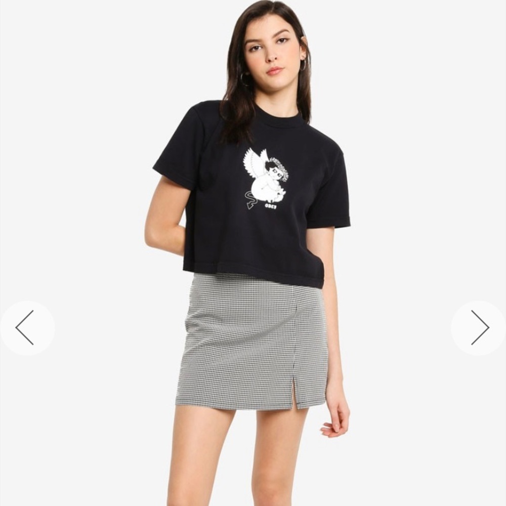 NWT OBEY DEVIL ANGEL MOCK BOXY CROP TEE